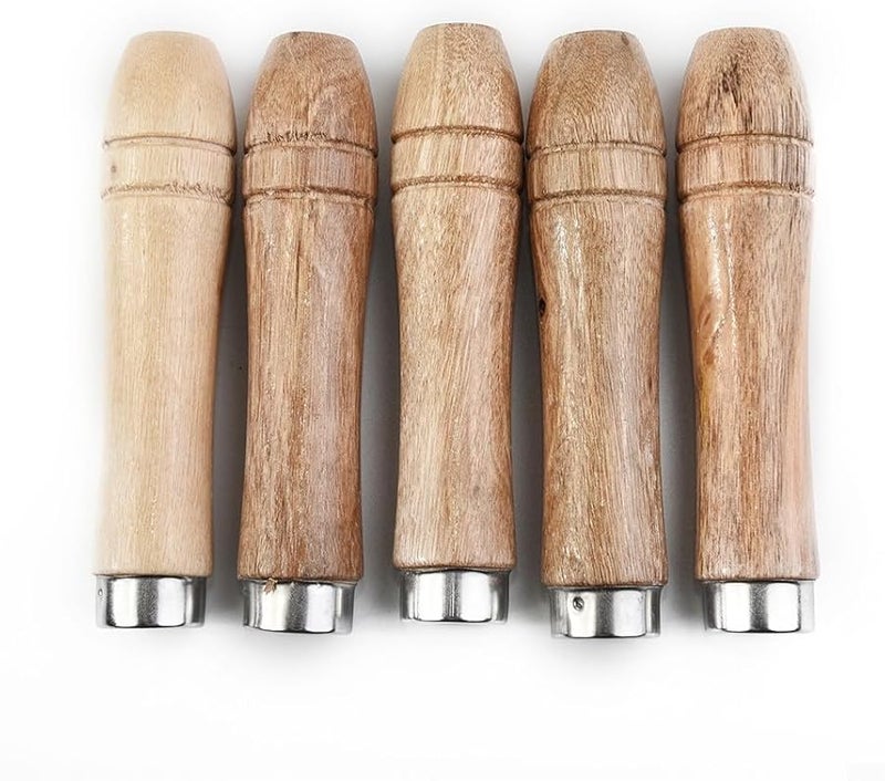 Wooden File Handle Replacement 5 Pack with Metal Collar for 4 to 6 Inch Files 9cm Length - Image 1